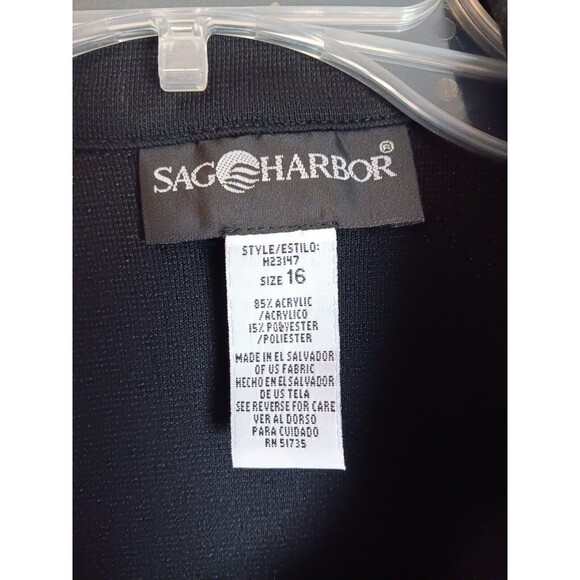 Sag Harbor Zip Up Jacket Black Lightweight Size 16 Unlined - Picture 5 of 5